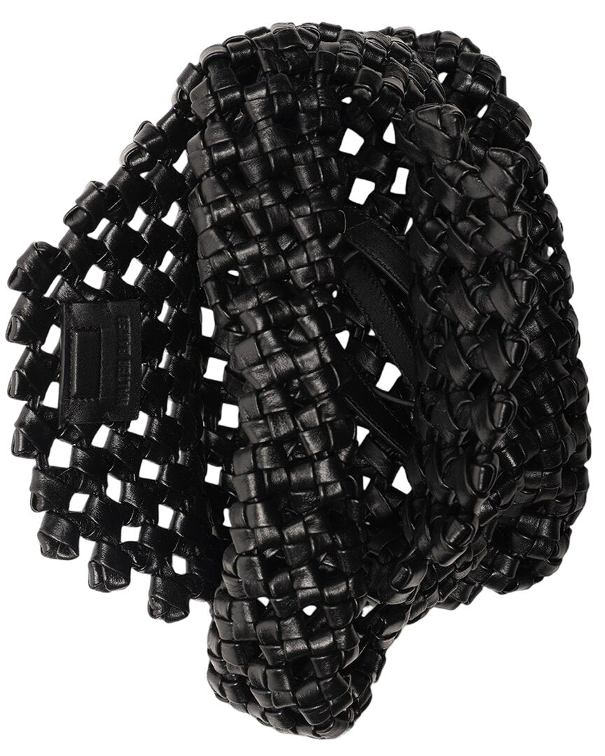 mackenzie woven knot leather hobo bag