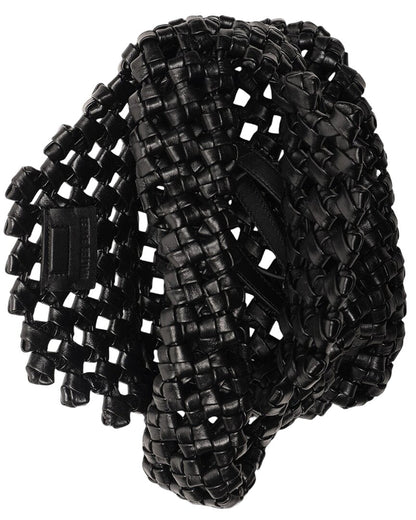 mackenzie woven knot leather hobo bag