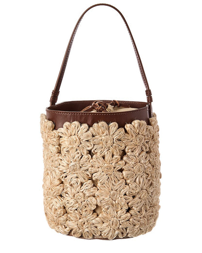 the ravello floral straw bucket bag