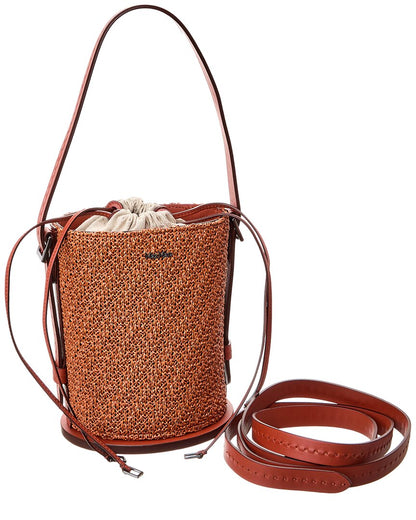 logo plaque leather-trim bucket bag
