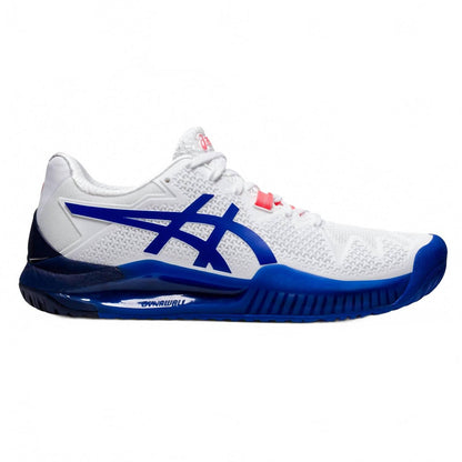 women's gel-resolution 8 tennis shoes in white/lapis lazuli blue