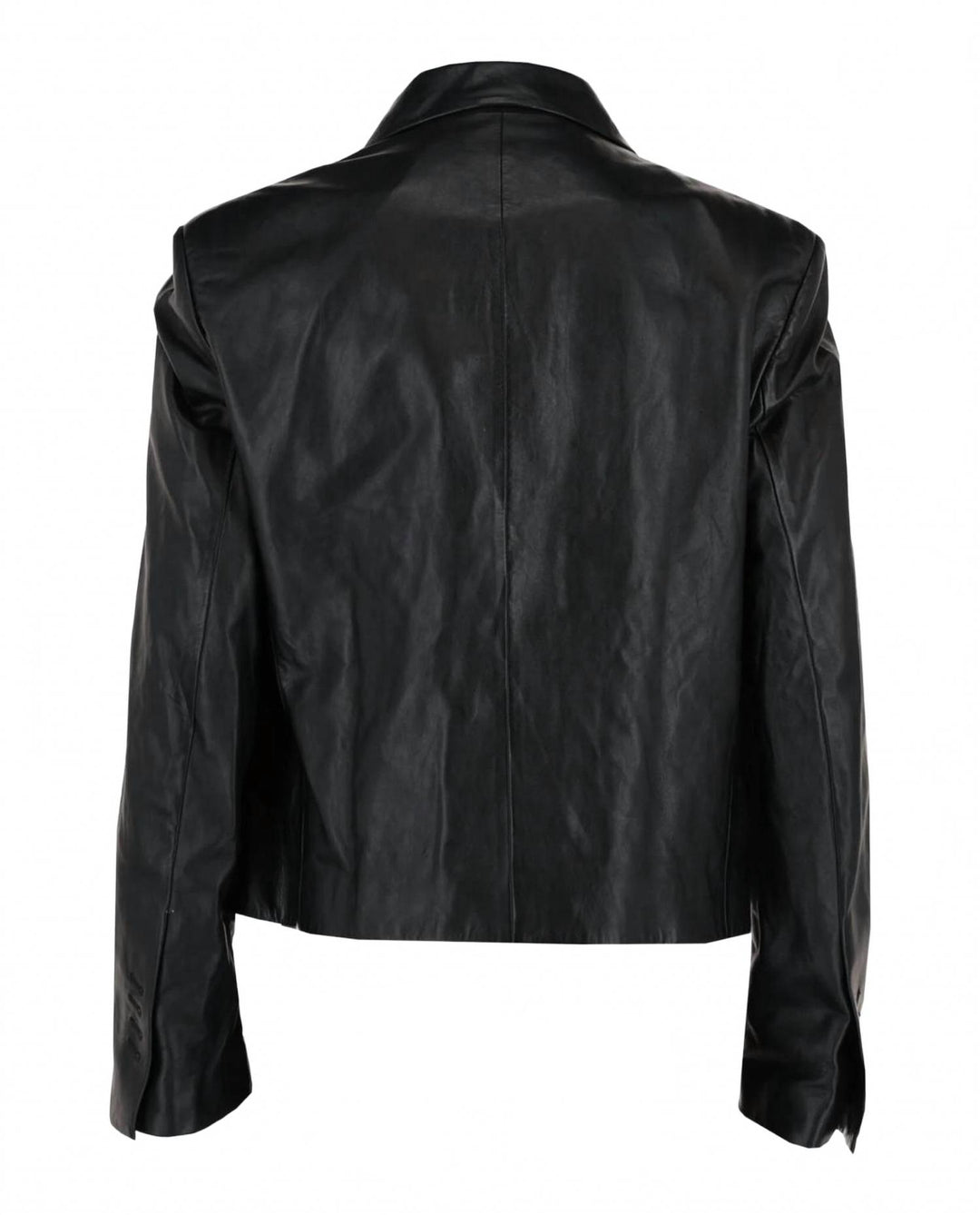 men's leather blazer in black