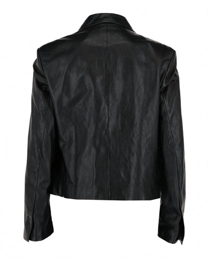 men's leather blazer in black