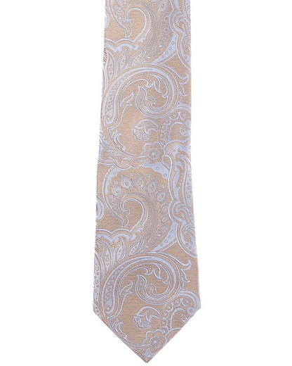 beige & blue paisley silk tie
