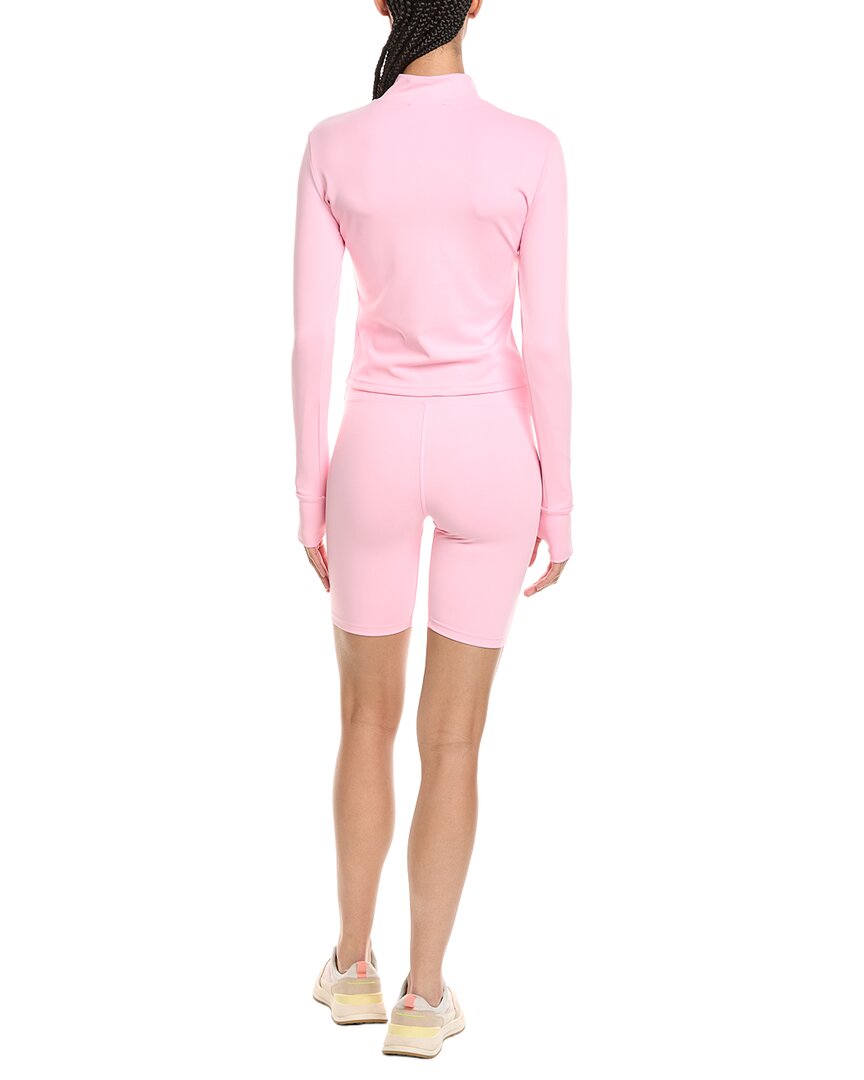 2pc 5.5in yoga fabric contrast jacket & biker short set