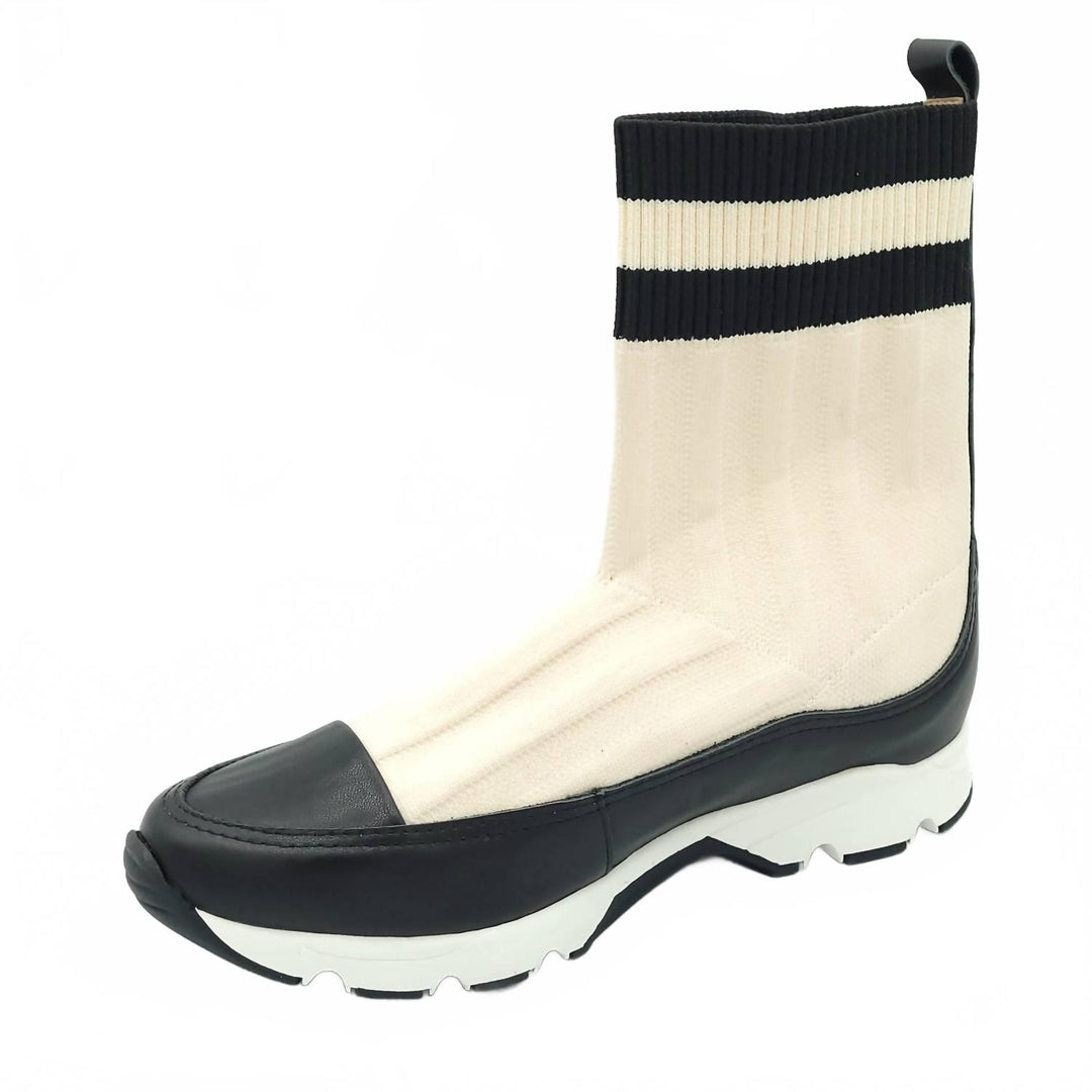women stripey sock bootie in ivory