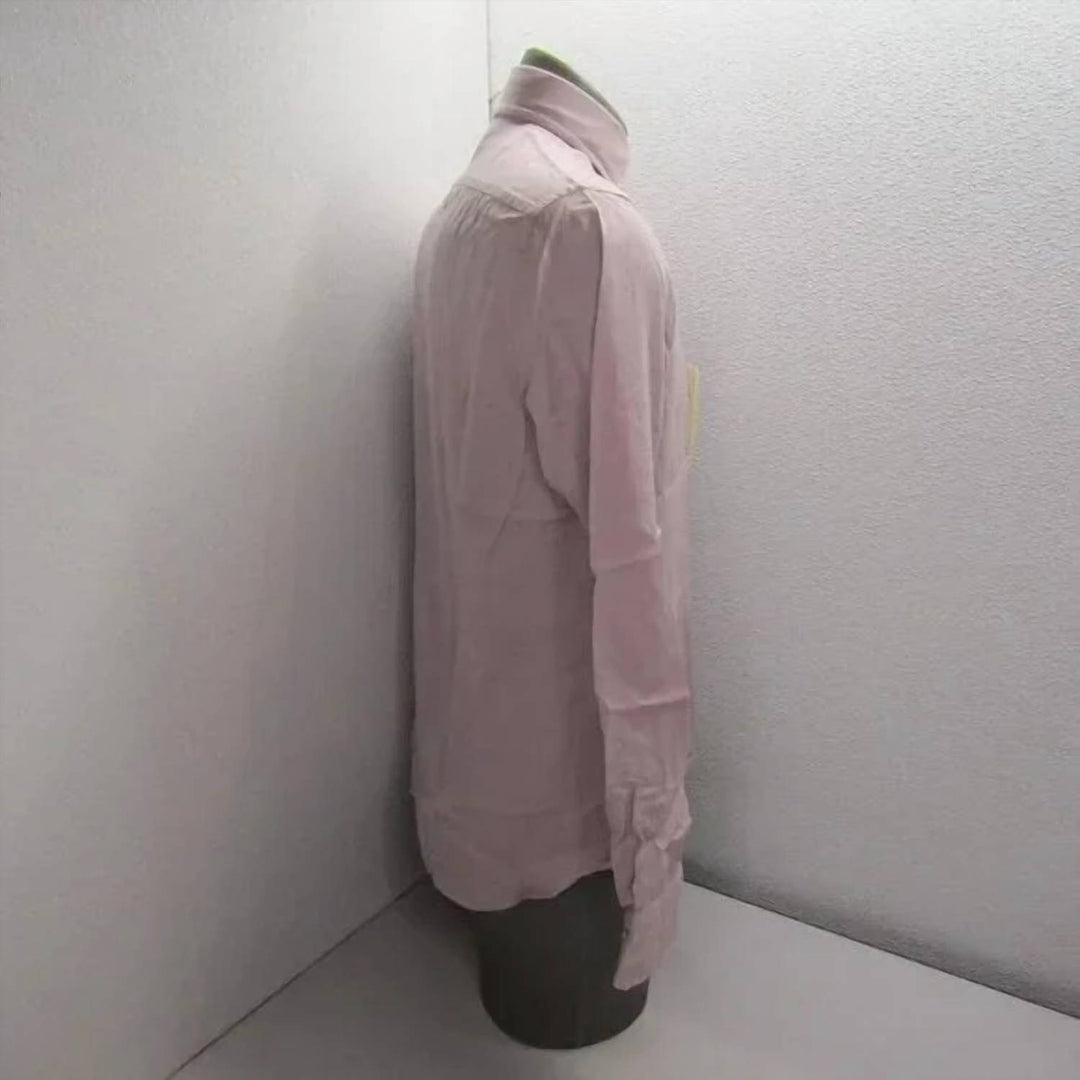 men's long sleeve collared cotton button shirt in light pink