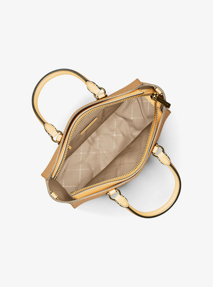 arden medium signature logo top-zip satchel