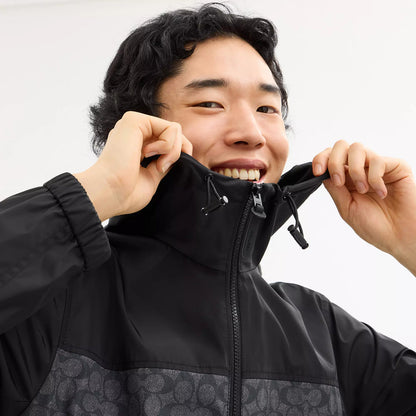 signature full zip windbreaker in recycled polyester