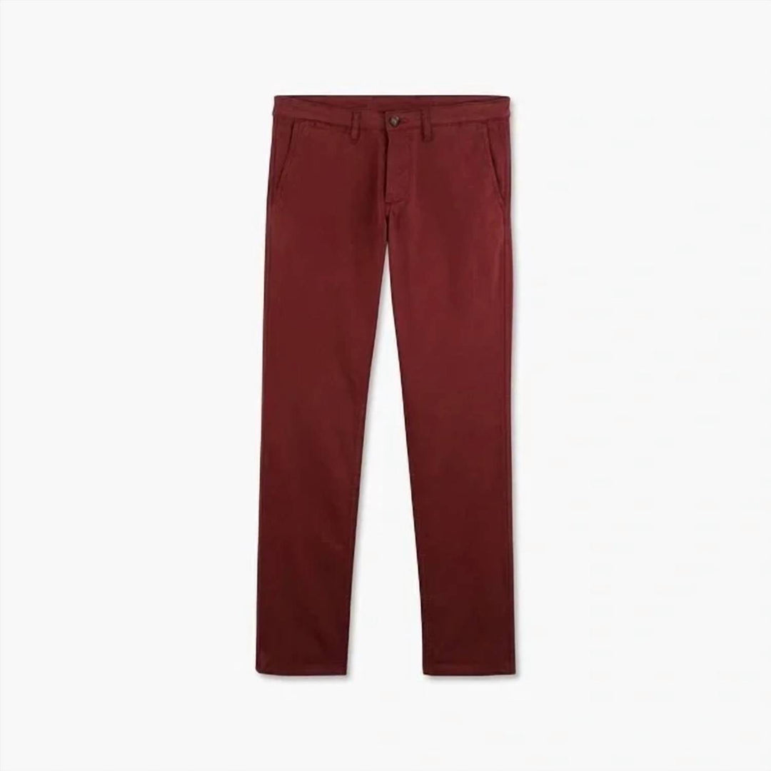 corduroy chino pants in burgundy