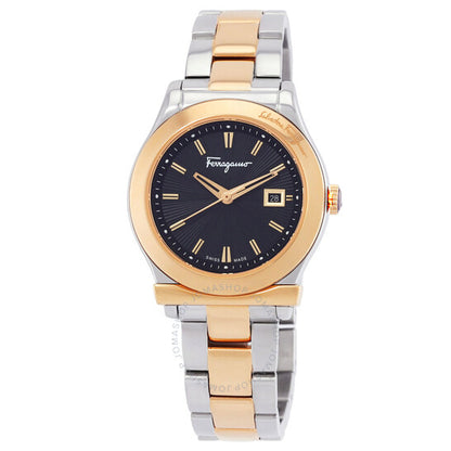 ساعة فيراغامو ١٨٩٨ للسيدات بمينا أسود وألوان ثنائية