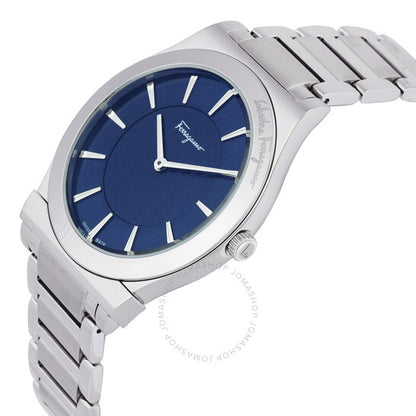 ساعة فيراغامو 1898 للرجال رفيعة من الكوارتز بمينا زرقاء