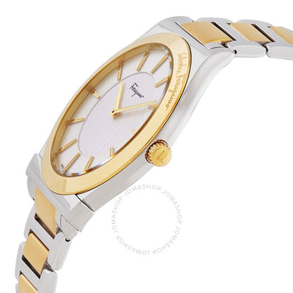 ساعة فيراغامو 1898 للرجال رفيعة من الكوارتز بمينا فضي