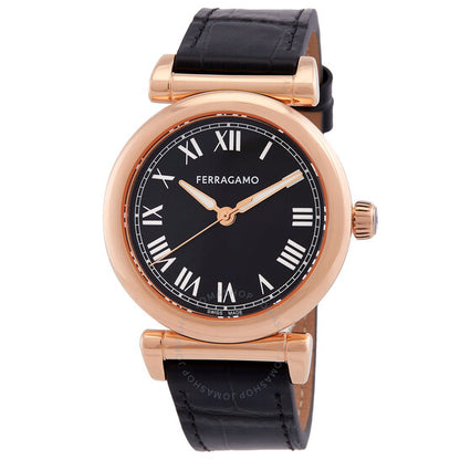 ساعة فيراغامو ألور كوارتز نسائية بمينا أسود