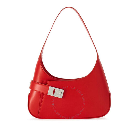 Ferragamo, Archive Calfskin Leather Hobo Shoulder Bag in Red