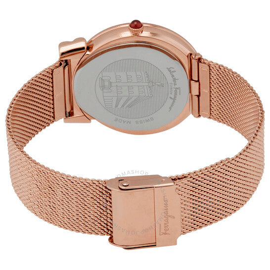 ساعة فيراغامو للسيدات بمينا من عرق اللؤلؤ الأسود