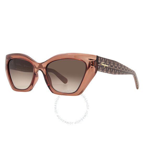 Ferragamo, Brown Gradient Cat Eye Ladies Sunglasses