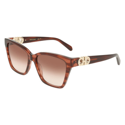 Brown Gradient Square Ladies Sunglasses