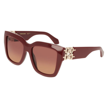 Burgundy Gradient Square Ladies Sunglasses