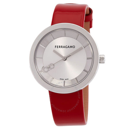 ساعة فيراغامو كيرف V2 كوارتز بمينا فضي للنساء