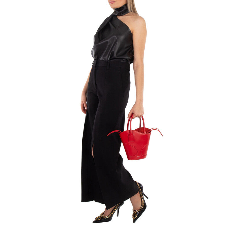 Cut-Out Detailing Leather Tote Bag