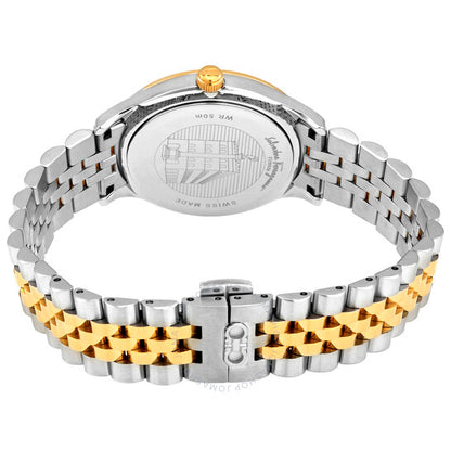 ساعة فيراغامو ديو كوارتز نسائية بمينا خضراء