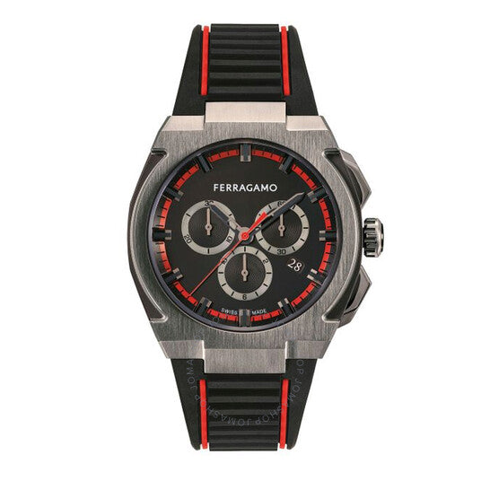 ساعة فيراغامو إيدج كرونوغراف كوارتز للرجال بمينا أسود