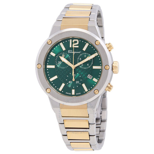 Ferragamo, F-80 Chronograph Quartz Green Dial Men's Watch