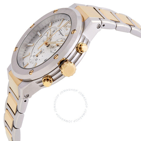 ساعة فيراغامو F-80 كرونوغراف كوارتز بمينا بيضاء للرجال