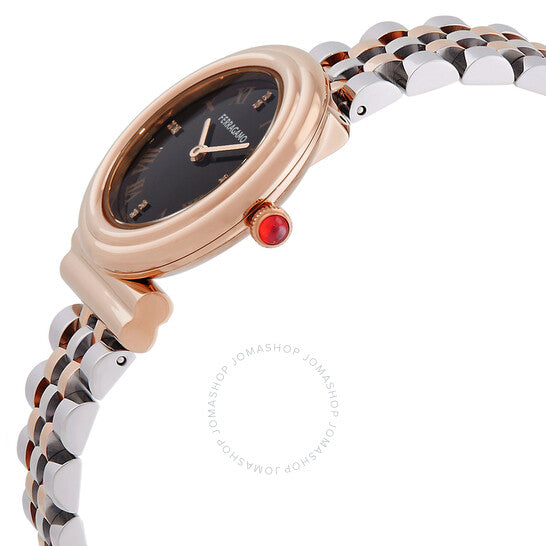 ساعة فيراغامو جانشيني كوارتز بمينا سوداء للنساء