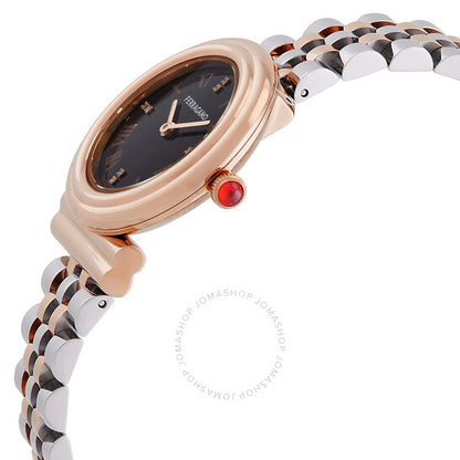 ساعة فيراغامو جانشيني كوارتز بمينا سوداء للنساء