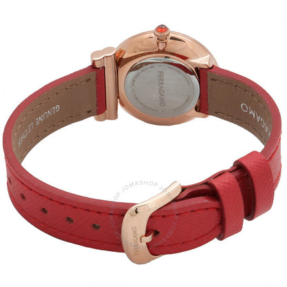 ساعة فيراغامو جانشيني كوارتز بمينا فضية للنساء