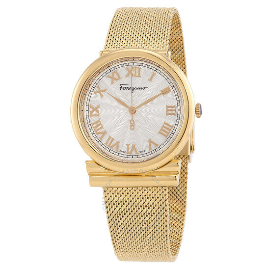 ساعة فيراغامو جانشينو كوارتز بمينا فضية للنساء