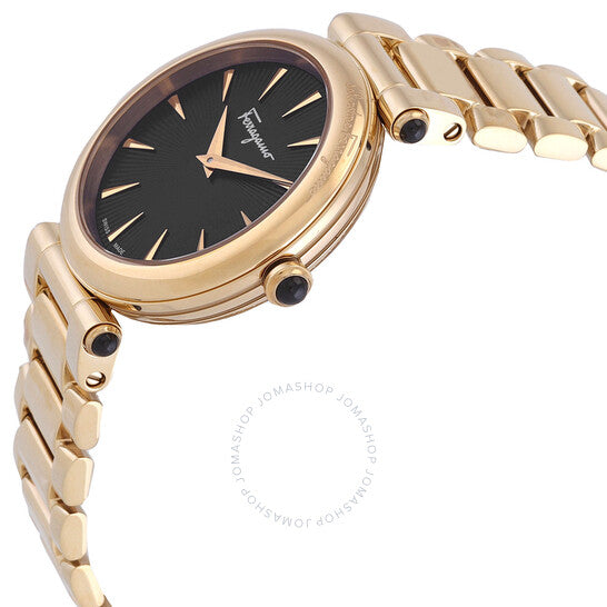 ساعة فيراغامو إيديليو كوارتز نسائية بمينا سوداء