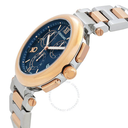 ساعة فيراغامو ليجاسي كرونوغراف كوارتز بمينا زرقاء للسيدات