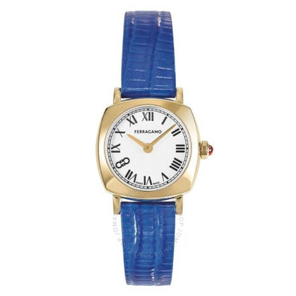 ساعة فيراغامو النسائية، كوارتز مربع ناعم، مينا بيضاء