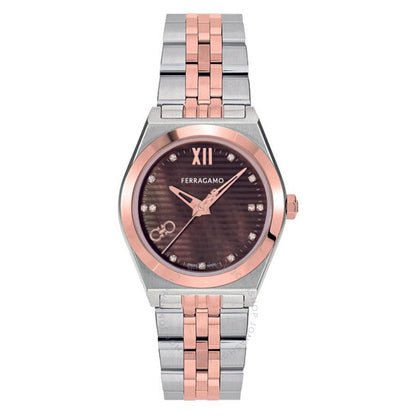 Ferragamo, Vega New Quartz Diamond Brown Dial Ladies Watch