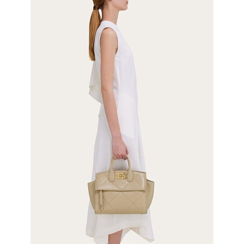 Women'S Beige Lamb Leather Bag