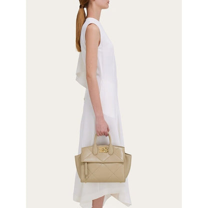 Women'S Beige Lamb Leather Bag