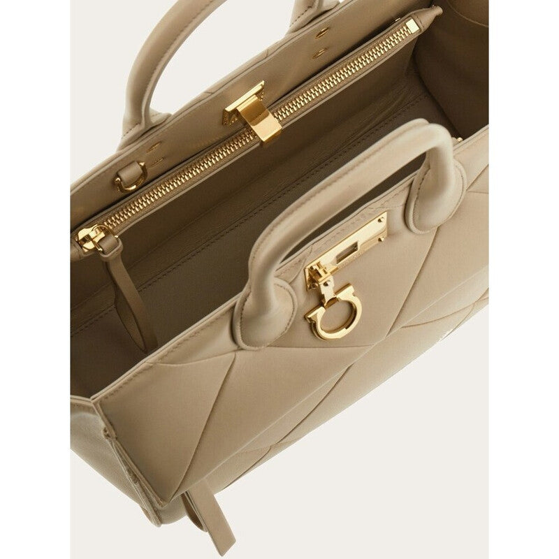 Women'S Beige Lamb Leather Bag