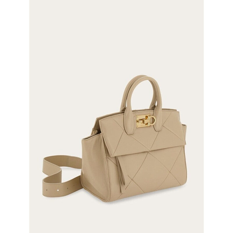 Women'S Beige Lamb Leather Bag