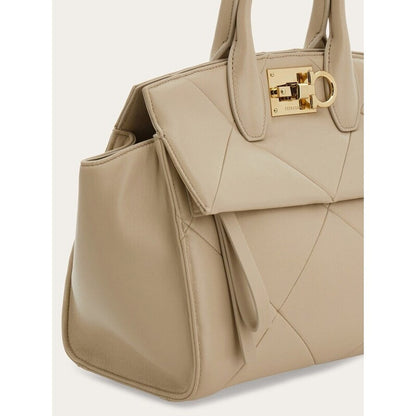 Women'S Beige Lamb Leather Bag