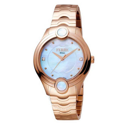 ساعة فيري ميلانو للسيدات بمينا من عرق اللؤلؤ الأبيض