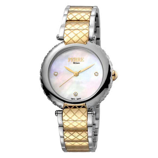 ساعة فيري ميلانو للسيدات بمينا من عرق اللؤلؤ الأبيض