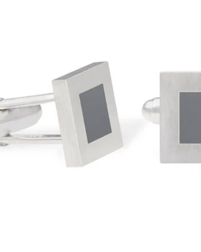 men's earth square cufflinks in gray enamel