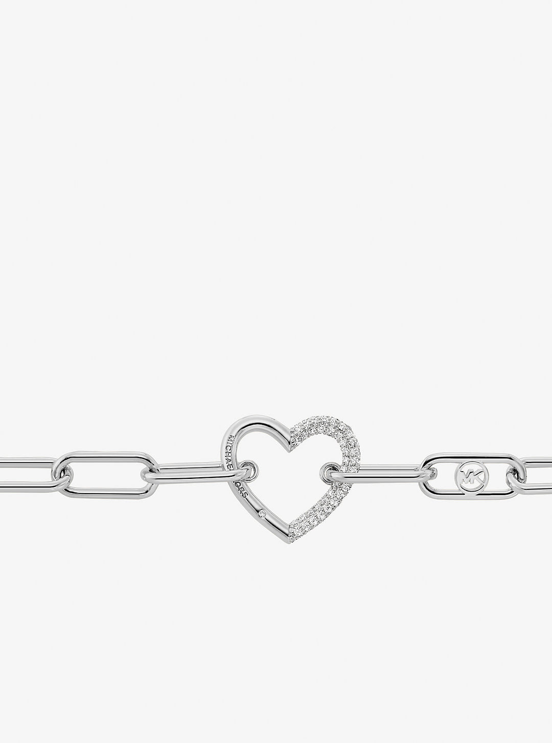 pavé heart curb-link bracelet