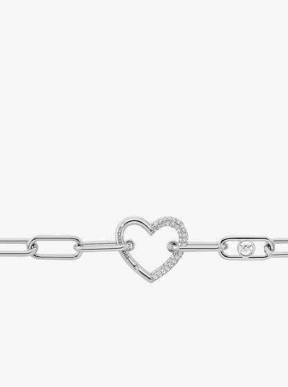 pavé heart curb-link bracelet