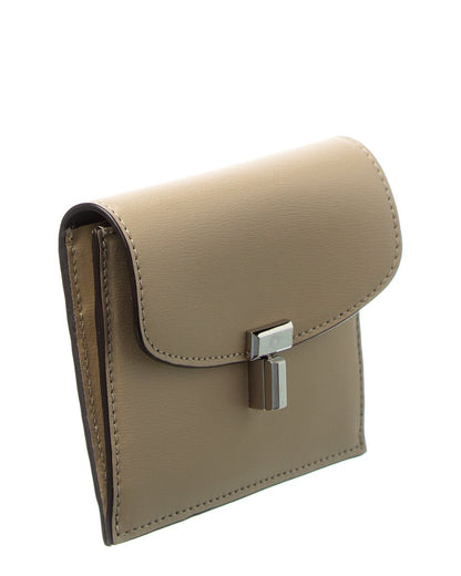 t-lock fold-over small leather card case