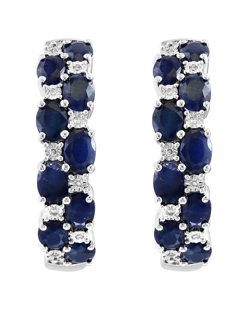 silver 3.80 ct. tw. diamond & sapphire earrings
