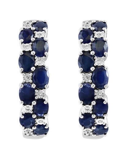 silver 3.80 ct. tw. diamond & sapphire earrings